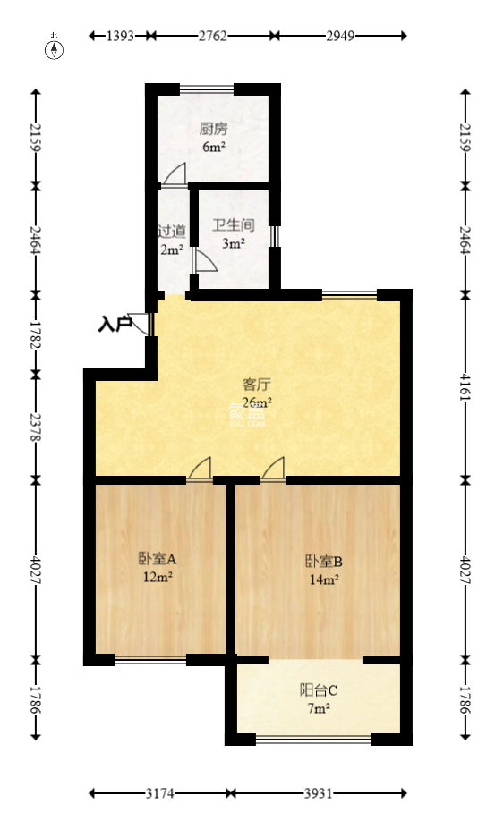 汇龙公寓  2室1厅1卫   39.00万