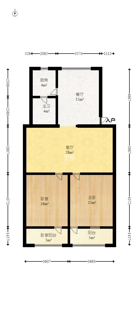 文华商住楼  2室2厅1卫    67.0万