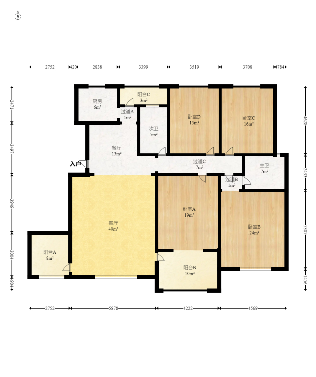 升远君尚嘉筑  5室2厅2卫    120.0万室内图1