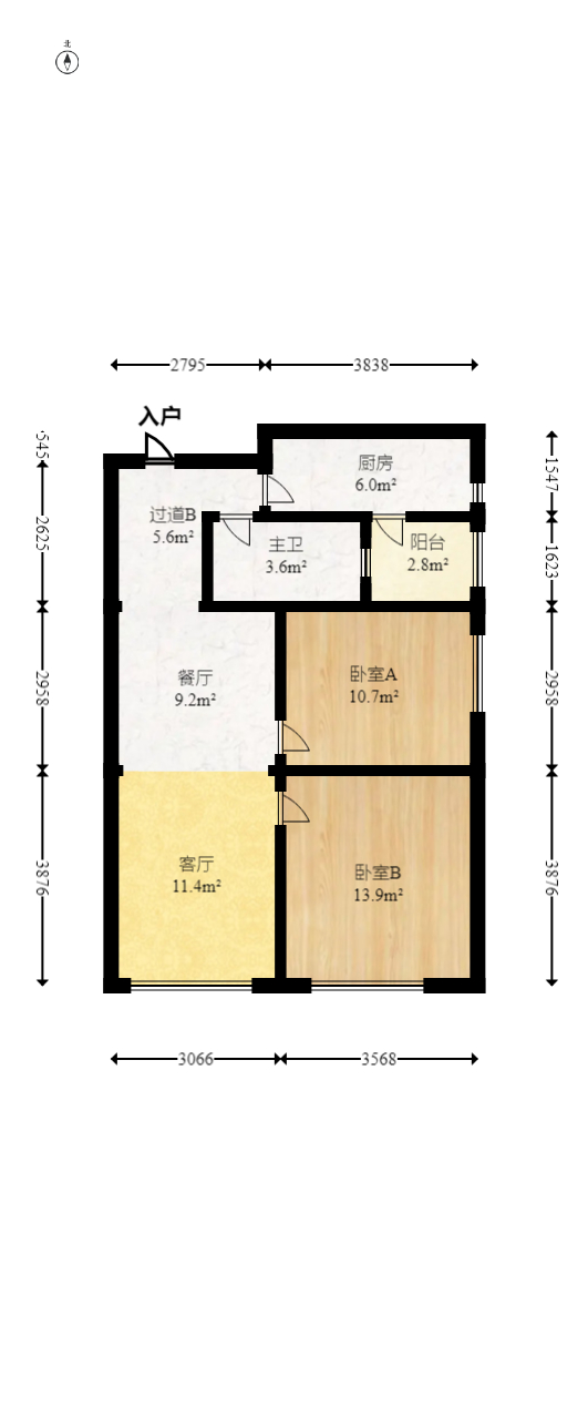 长房半岛蓝湾（观山月）  2室2厅1卫   62.80万室内图1