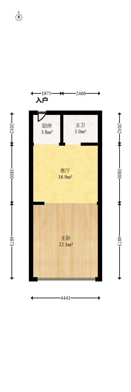 鸿飞大厦  1室1厅1卫   51.00万室内图1