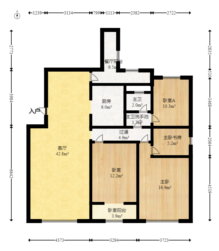 筑梦园  3室2厅1卫    69.8万室内图1