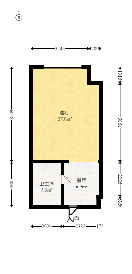 世景国际广场 1室1厅1卫 48.0万 世景国际广场 1室1厅1卫 48.0万户型图