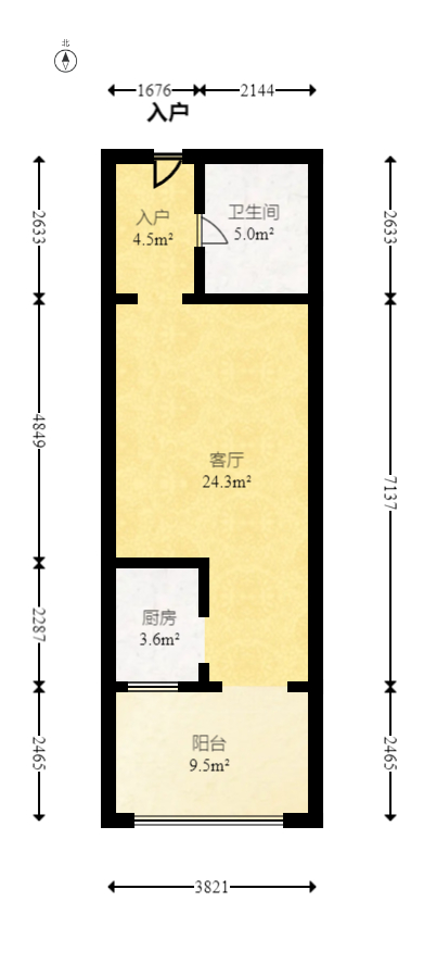 望兴景园二期（望兴西西里）  1室1厅1卫   44.00万室内图1