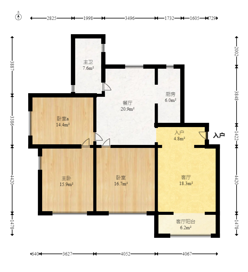 三一街区  3室2厅1卫   80.00万室内图1