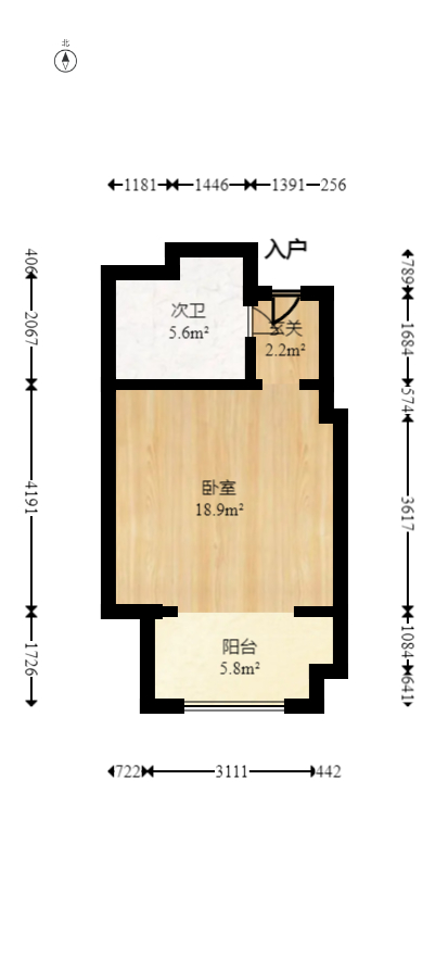 天元涉外景园B区  2室1厅1卫   75.00万室内图1