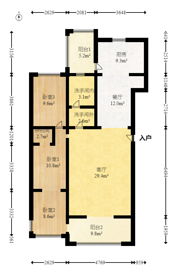 仁和香堤雅境  3室2廳2衛(wèi)    108.0萬室內圖1