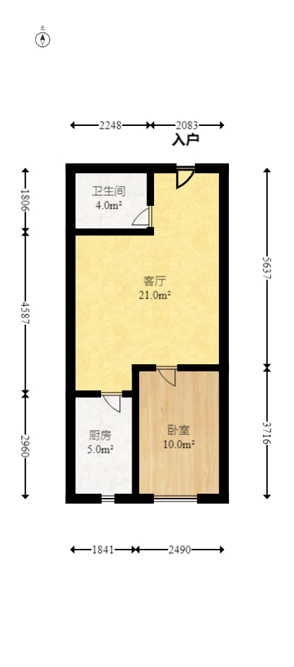 和隆花半里  1室1厅1卫   51.80万室内图1