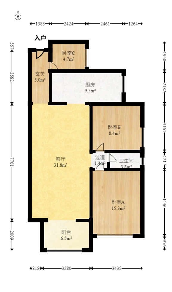 金色溪泉湾  2室2厅1卫   78.00万室内图1