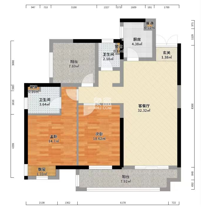 中建江湾壹号  3室2厅2卫    65.0万