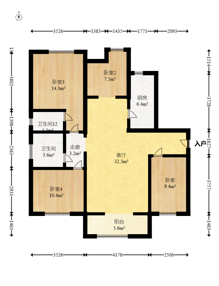 东方美地 3室2厅2卫 86.6万 东方美地 3室2厅2卫 86.6万户型图