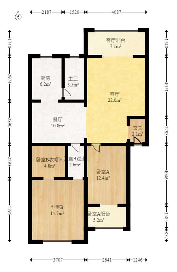 金秋小区 2室2厅2卫 80.0万 金秋小区 2室2厅2卫 80.0万户型图