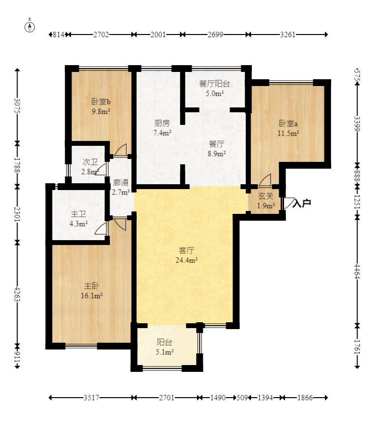 旭辉御府  3室2厅2卫    185.0万室内图1