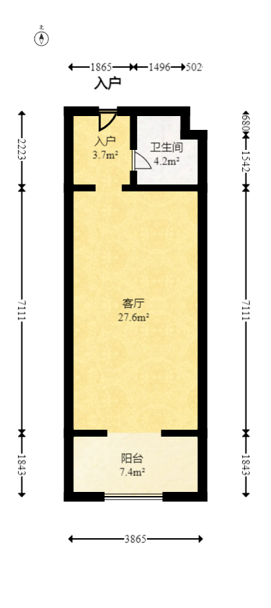 伍家岭生活广场  1室1厅1卫   35.00万室内图1