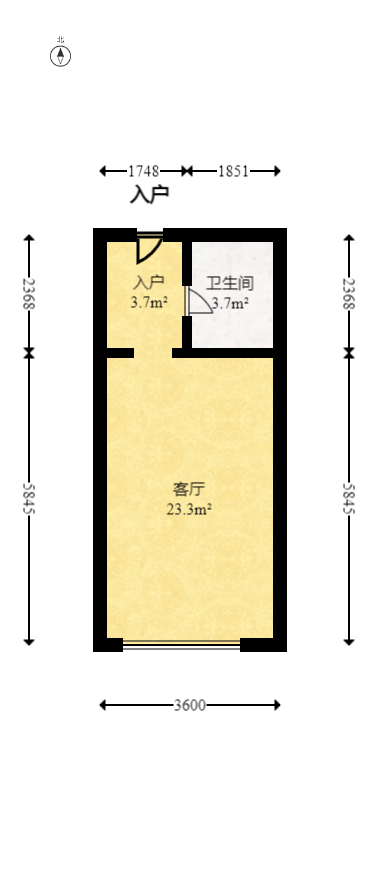 名富公寓  1室1厅1卫   23.80万室内图1