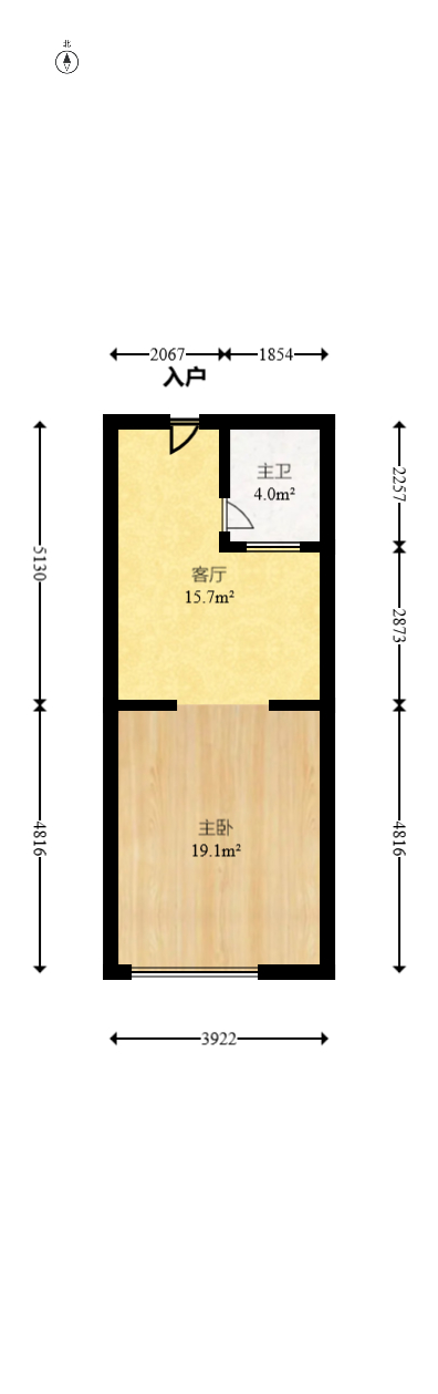 北辰三角洲E5区  1室1厅1卫   98.00万室内图1