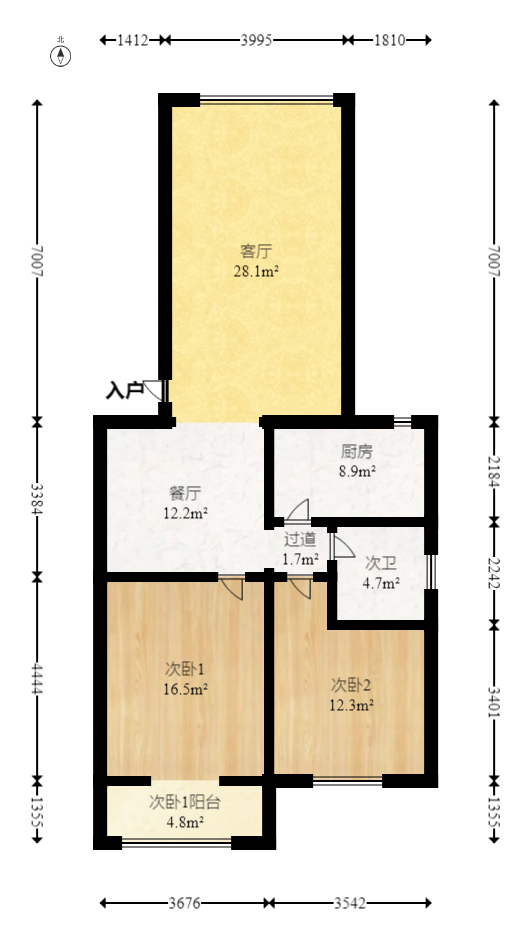 天翔新新家园  2室2厅1卫   70.00万室内图1