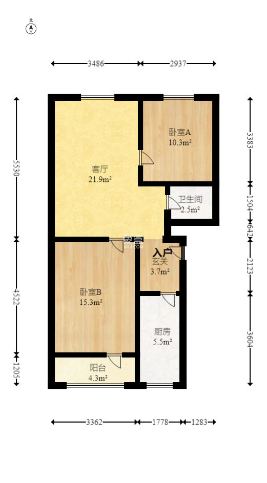 德雅路中國(guó)銀行宿舍  2室2廳1衛(wèi)   54.00萬