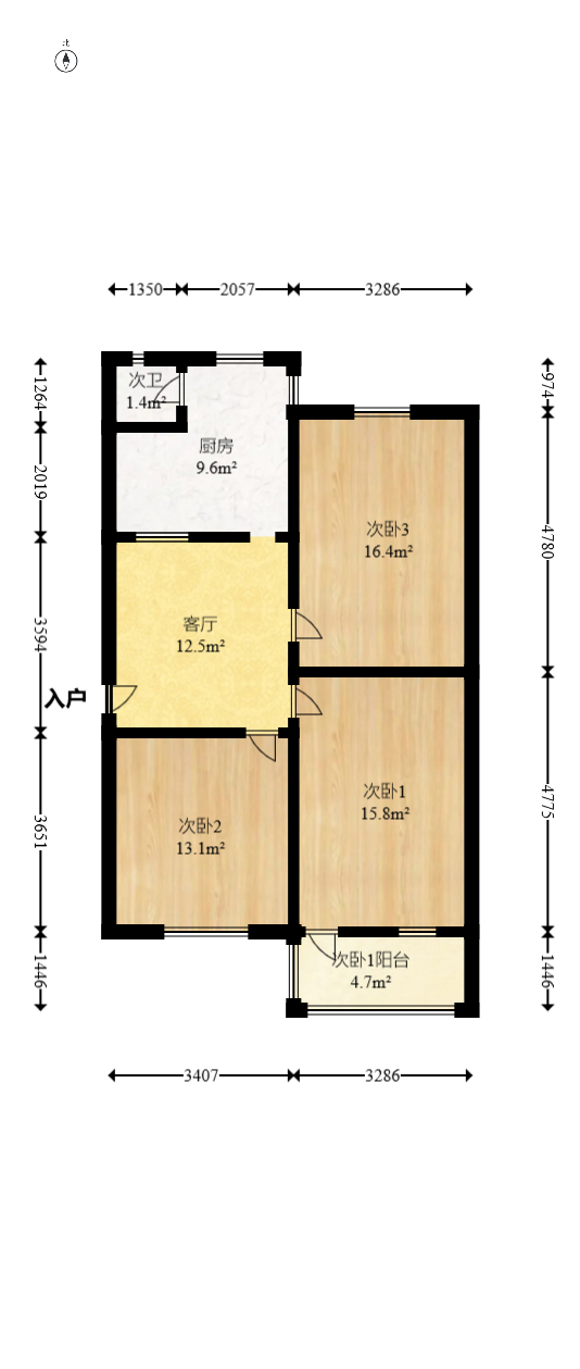 轻工小区（湖南轻工研究院宿舍）  3室2厅1卫   48.00万室内图1