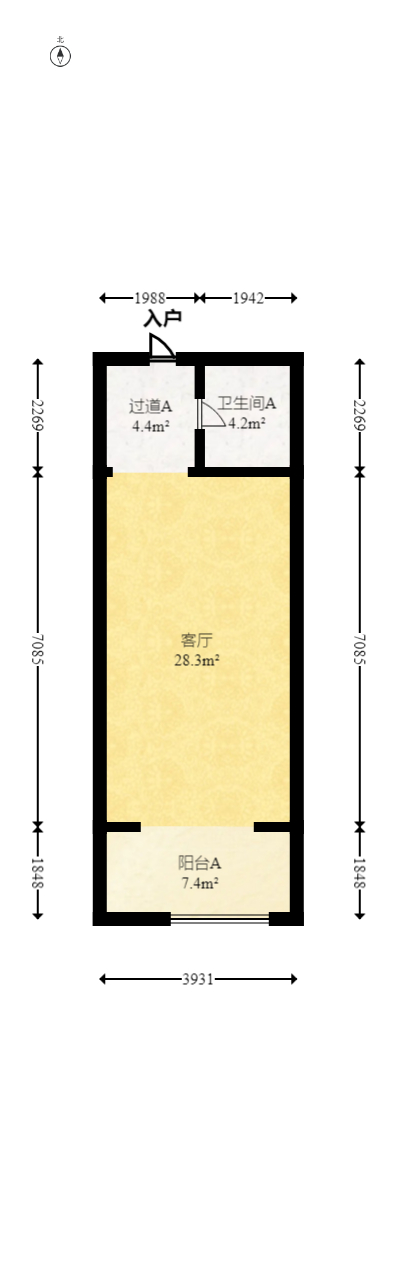 明发国际城 1室1厅1卫 26.0万 明发国际城 1室1厅1卫 26.0万户型图