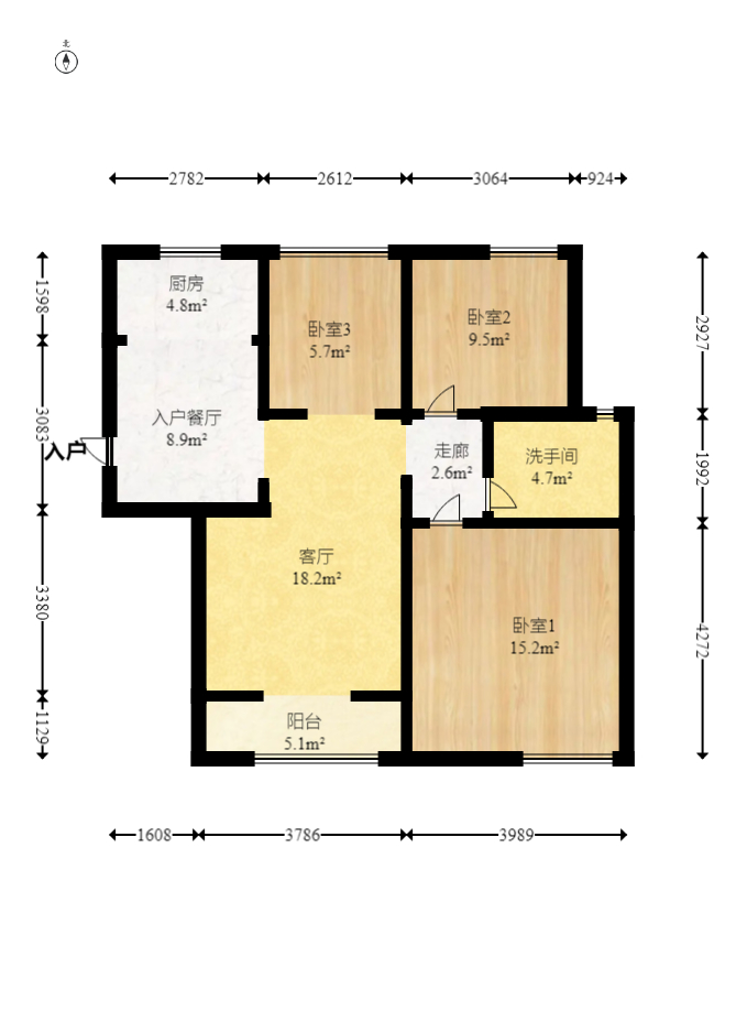 新城新世界一二三期  3室2厅1卫    117.9万室内图1