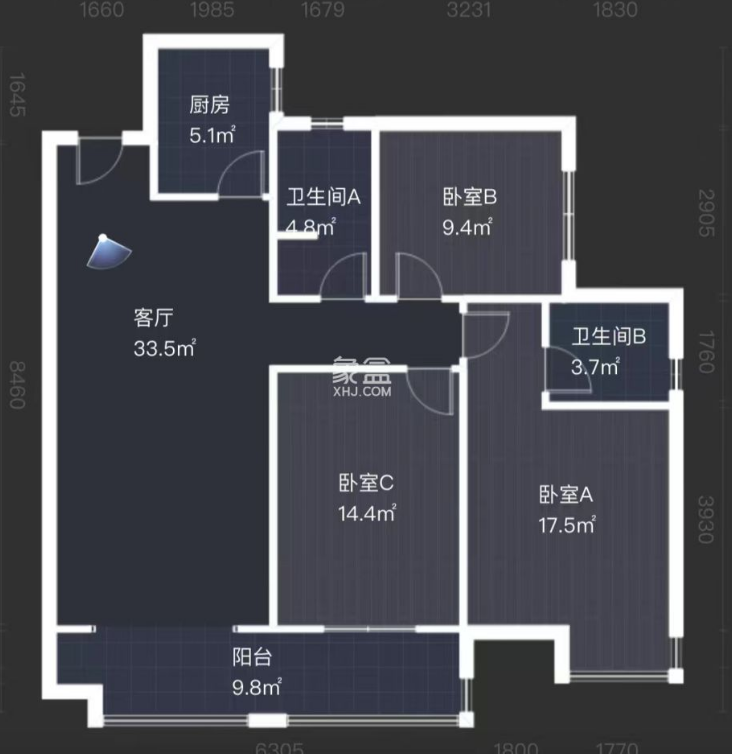 中建江湾壹号  3室2厅2卫   76.00万