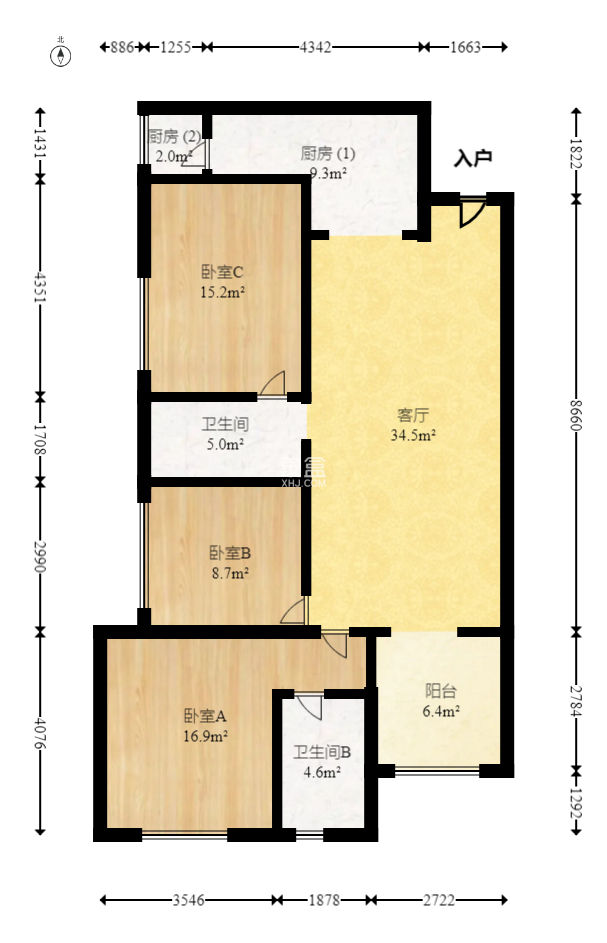 梅溪湖合能璞丽  3室2厅2卫    119.8万