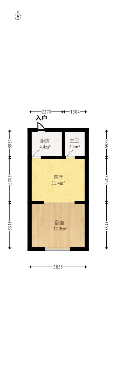 曙光大邸  1室1厅1卫   38.00万室内图1