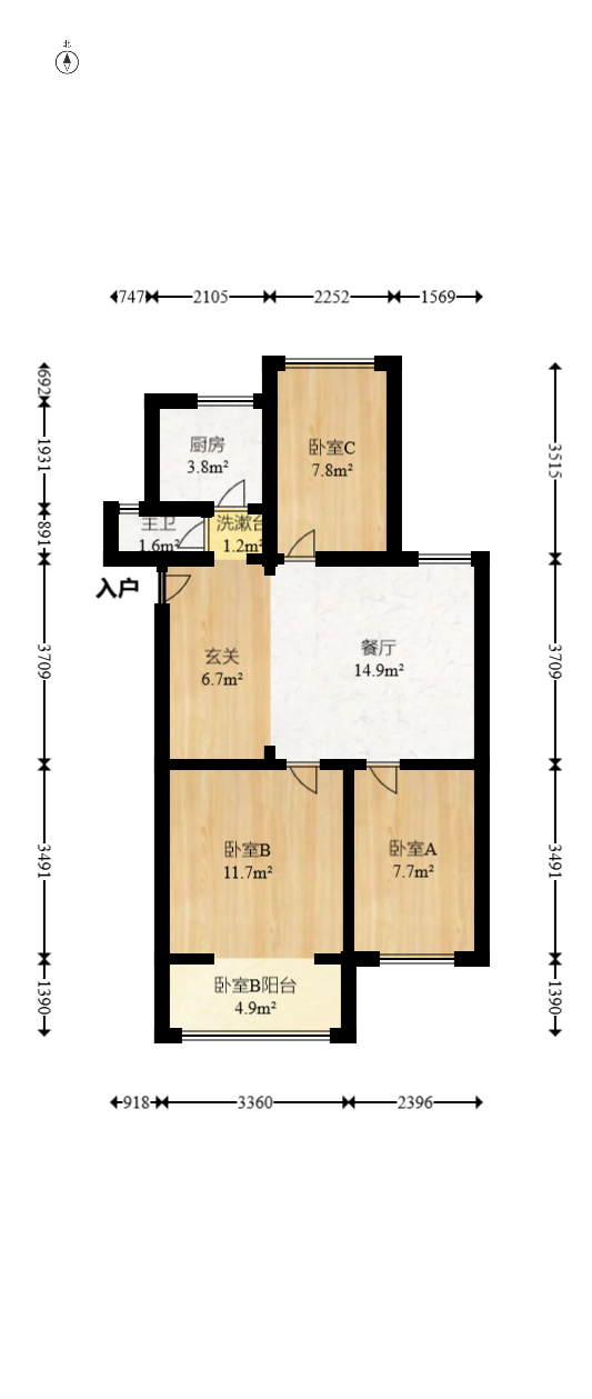 天鸿小区  3室1厅1卫   54.00万室内图1