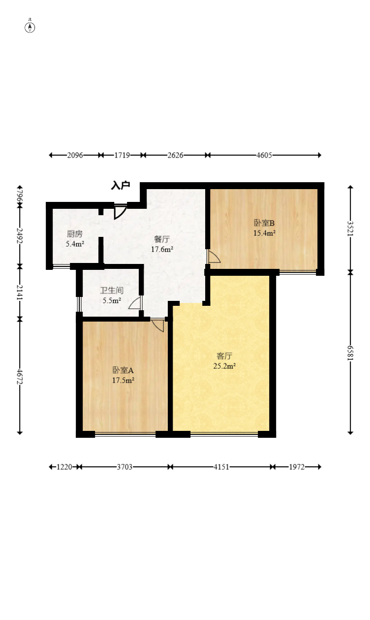 复地崑玉国际一期 2室2厅1卫 145.0万 复地崑玉国际一期 2室2厅1卫 145.0万户型图