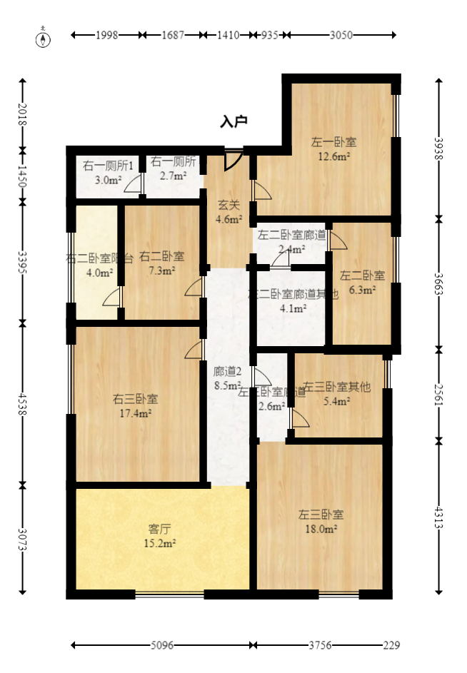 曙光泊岸  3室2厅2卫    154.0万室内图1