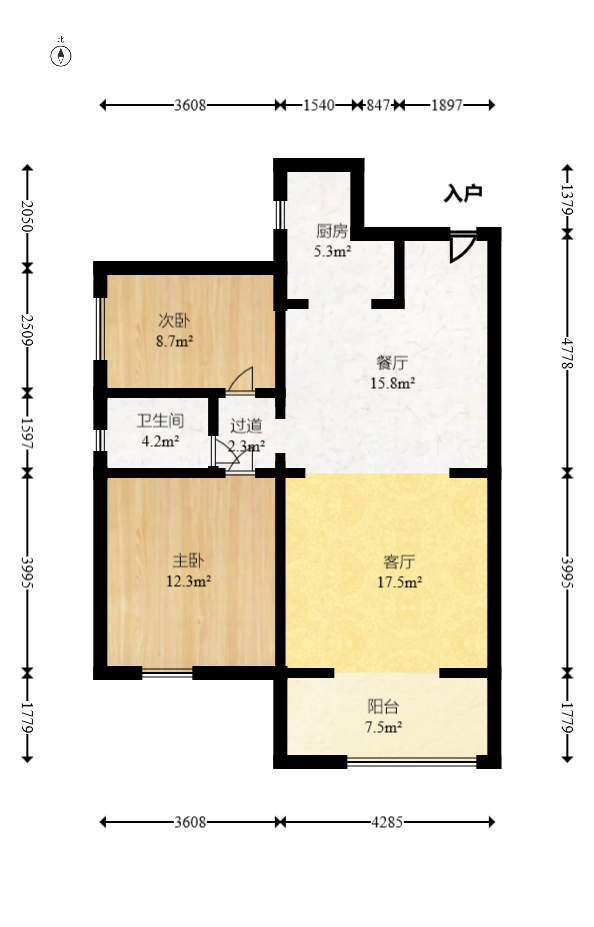 松雅湖畔 2室2厅1卫 48.0万 松雅湖畔 2室2厅1卫 48.0万户型图
