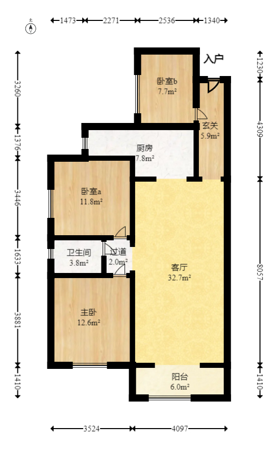 润和之悦（金泽园）  2室2厅1卫   81.00万室内图1
