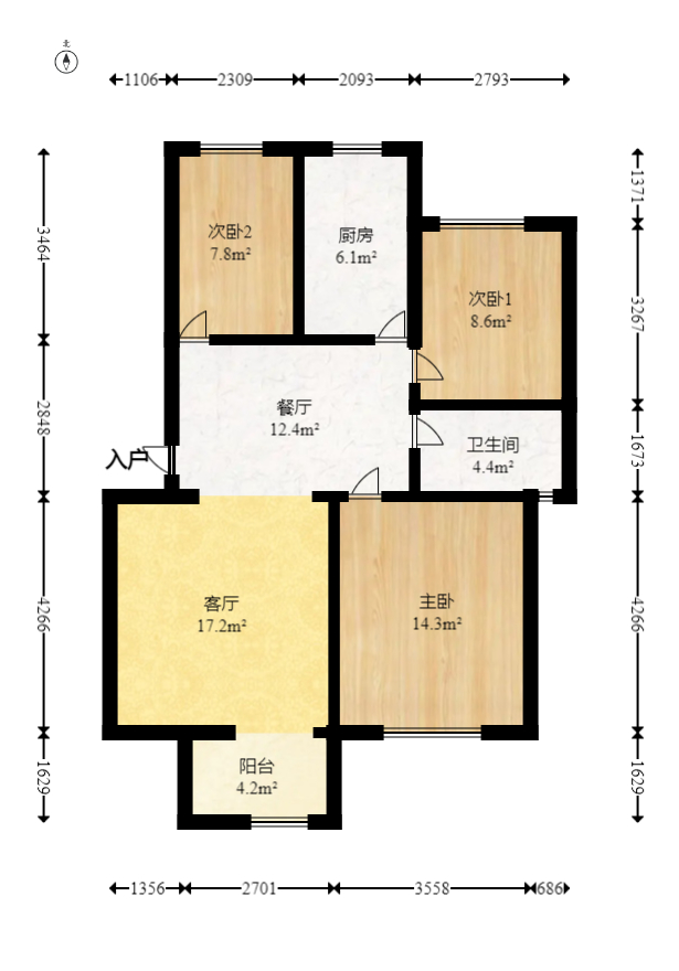 鹏基诺亚山林 3室2厅2卫 70.0万 鹏基诺亚山林 3室2厅2卫 70.0万户型图