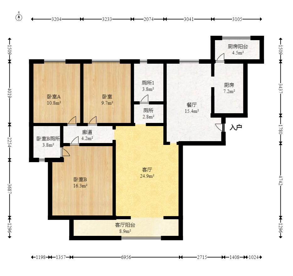 中国铁建洋湖苑  3室2厅2卫   143.00万室内图1
