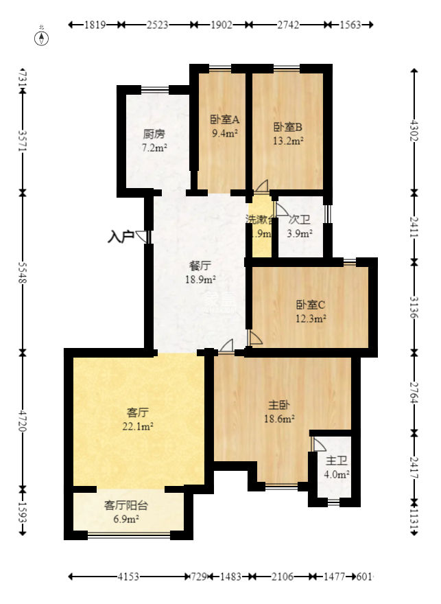 兴汝金城  3室2厅2卫   162.50万