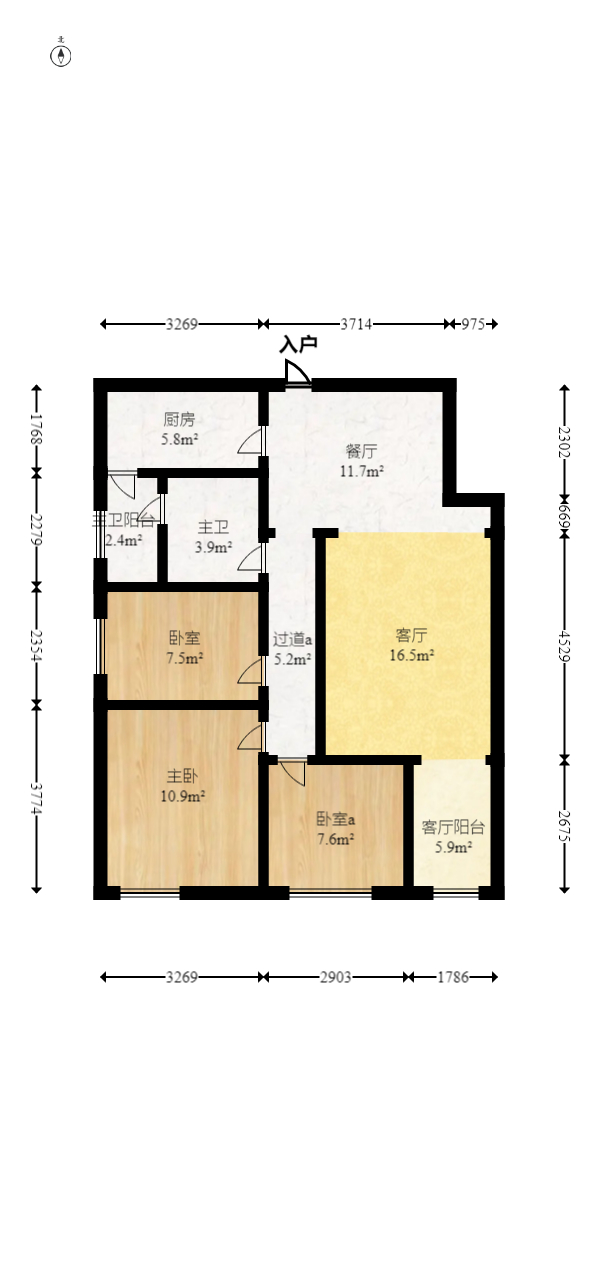 山水湾  3室2厅2卫   66.00万室内图1