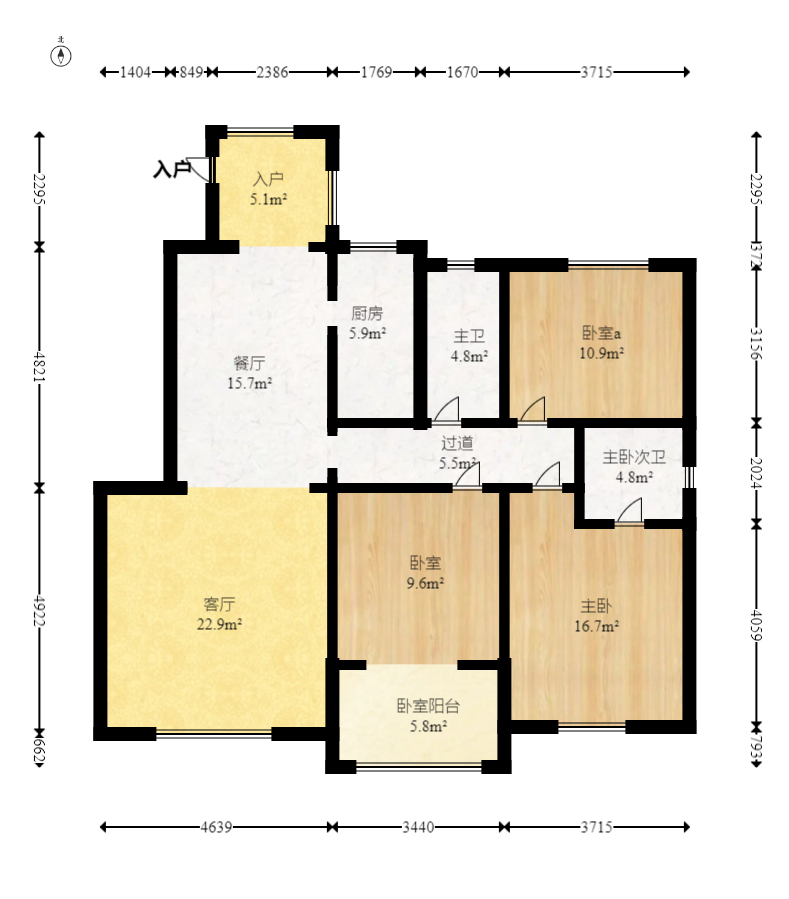 世景华庭  3室2厅1卫   74.50万室内图1