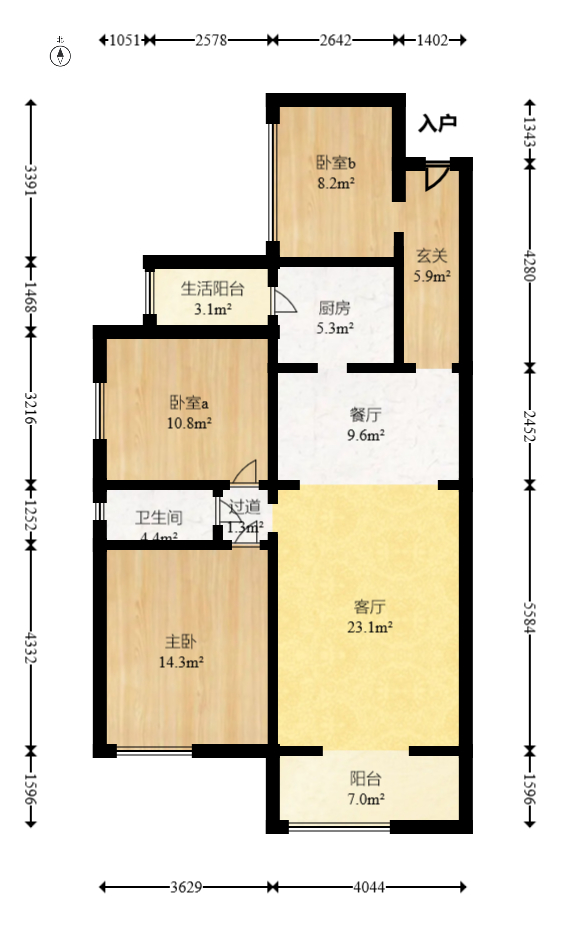 润和之悦(金泽园) 3室2厅1卫 75.6万 润和之悦(金泽园) 3室2厅1卫 75.6万户型图