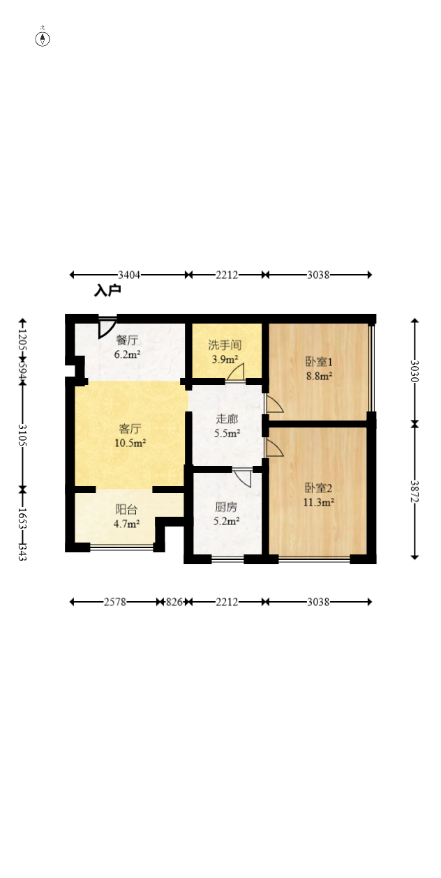 中建木莲工社  2室1厅1卫   63.00万室内图1