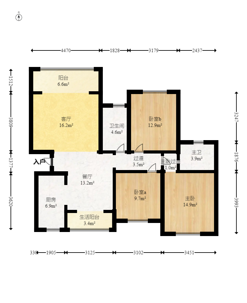 金富星城 3室2厅2卫 56.0万 金富星城 3室2厅2卫 56.0万户型图