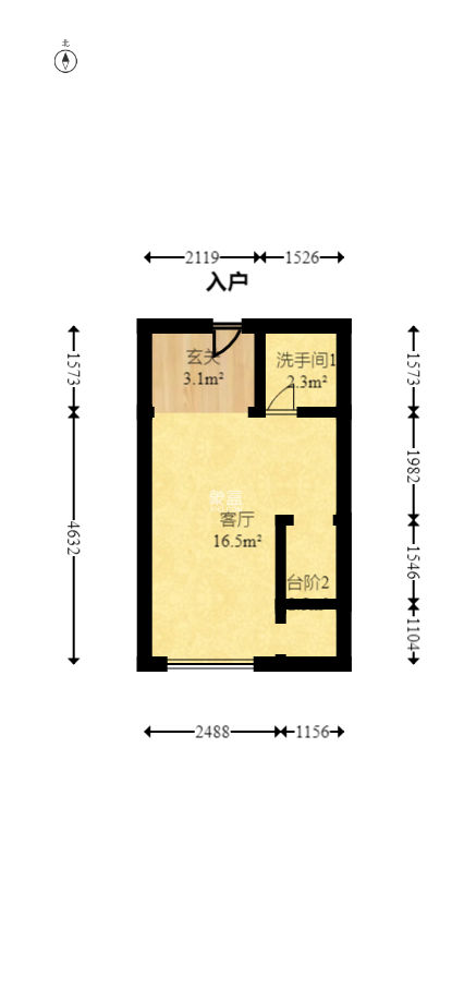 他城（天鸿时代公寓）  1室1厅1卫   34.50万