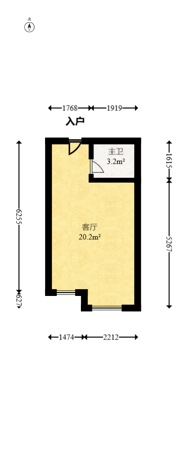 铂宫  1室1厅1卫   45.00万室内图1