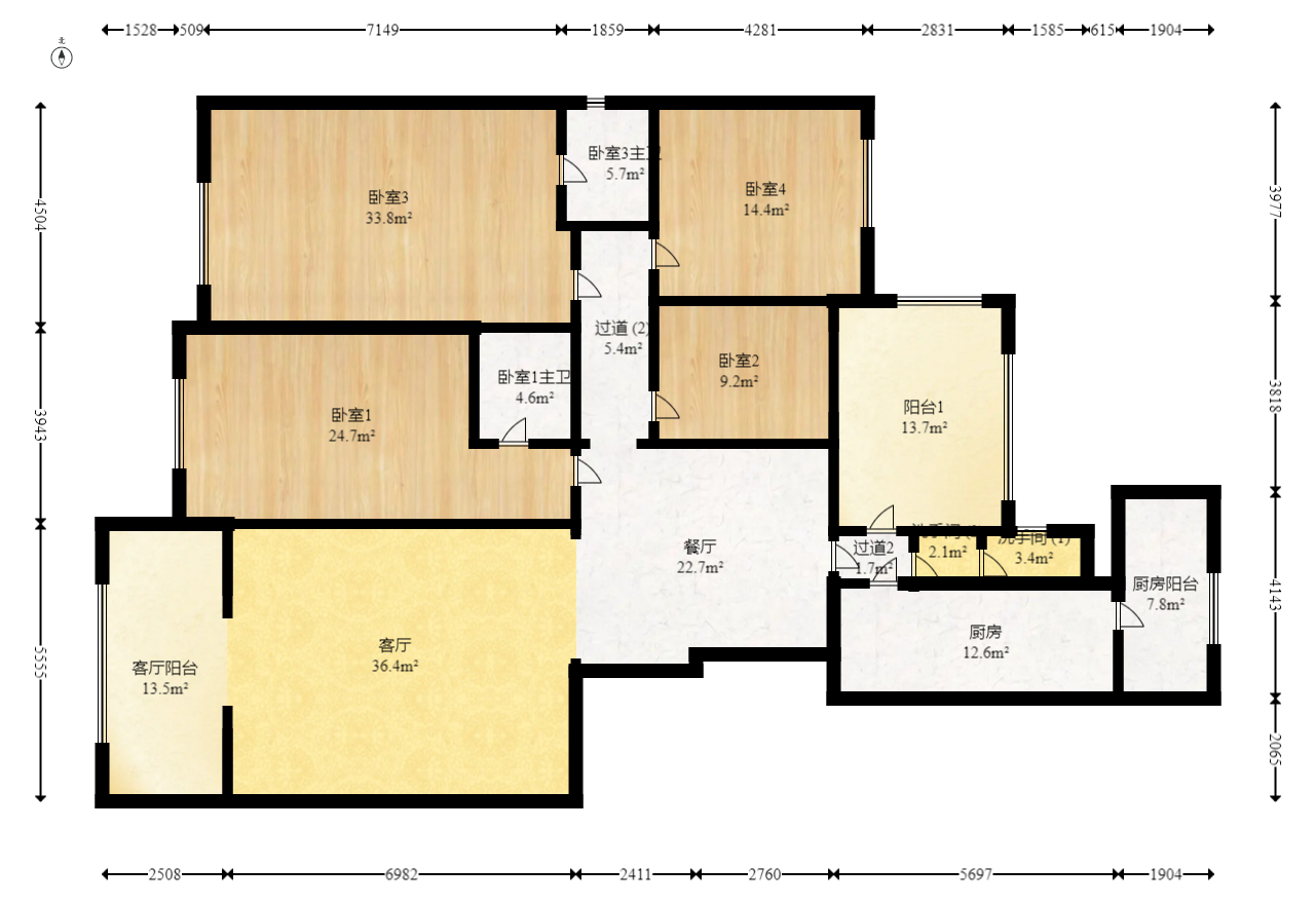 建鸿达华都（华都小户型及大华写字楼）  4室2厅3卫   350.00万室内图1