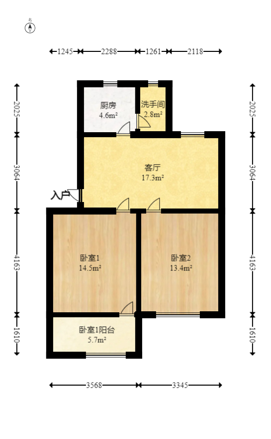 長重機械廠宿舍  2室2廳1衛(wèi)    44.8萬室內圖1
