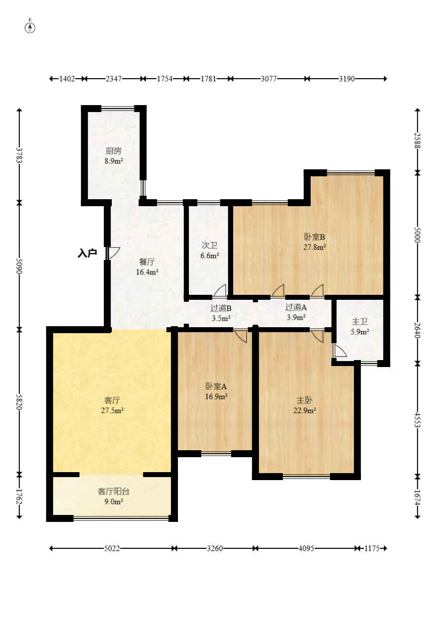 八方小区D区  4室2厅2卫    438.0万室内图1