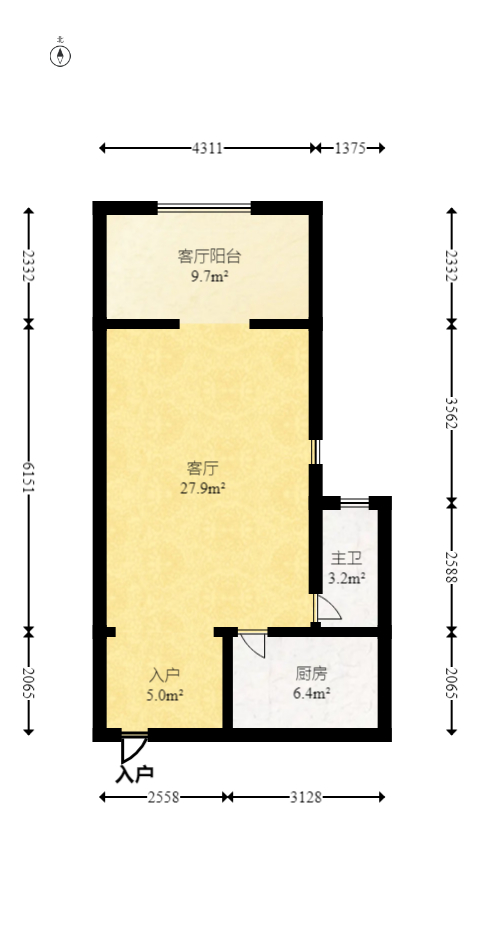 红树湾  1室1厅1卫   32.00万室内图1