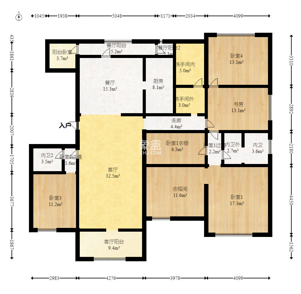 茂华国际湘 5室2厅1厨3卫 215.00万