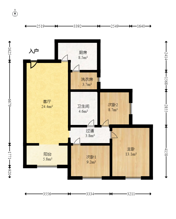 恒大翡翠华庭  3室2厅1卫    85.0万室内图1