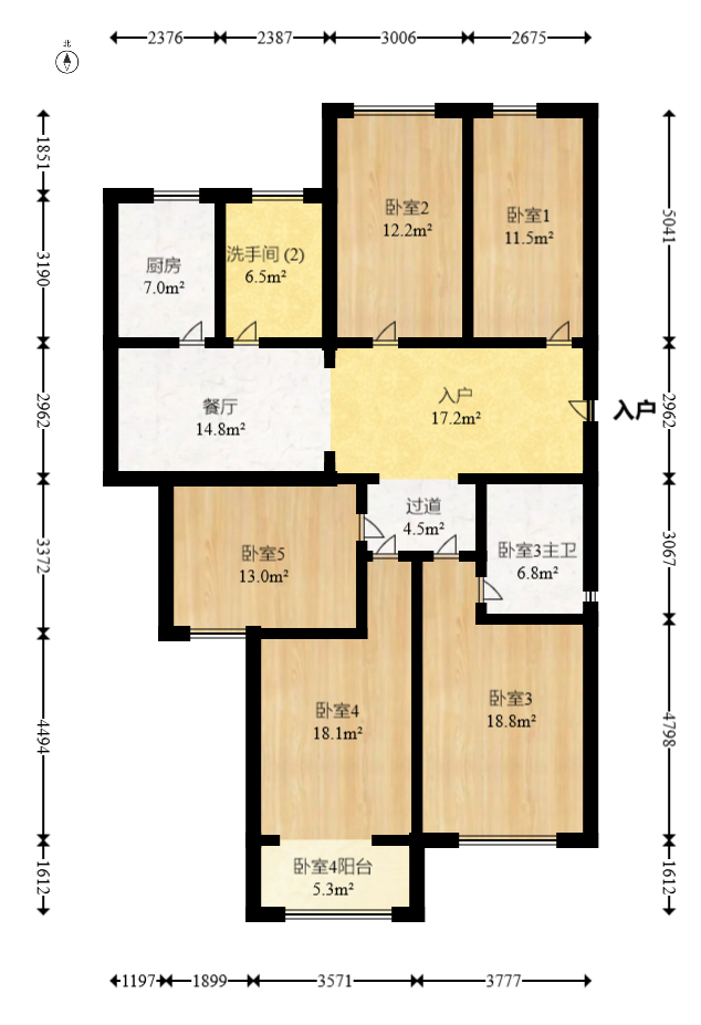 鑫天鑫城  3室2厅1卫   125.50万室内图1